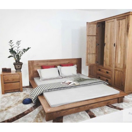 Nhật 03 - 1m8 : Giường Ngủ Gỗ Sồi - Kiểu Nhật + Dạng Bệt
